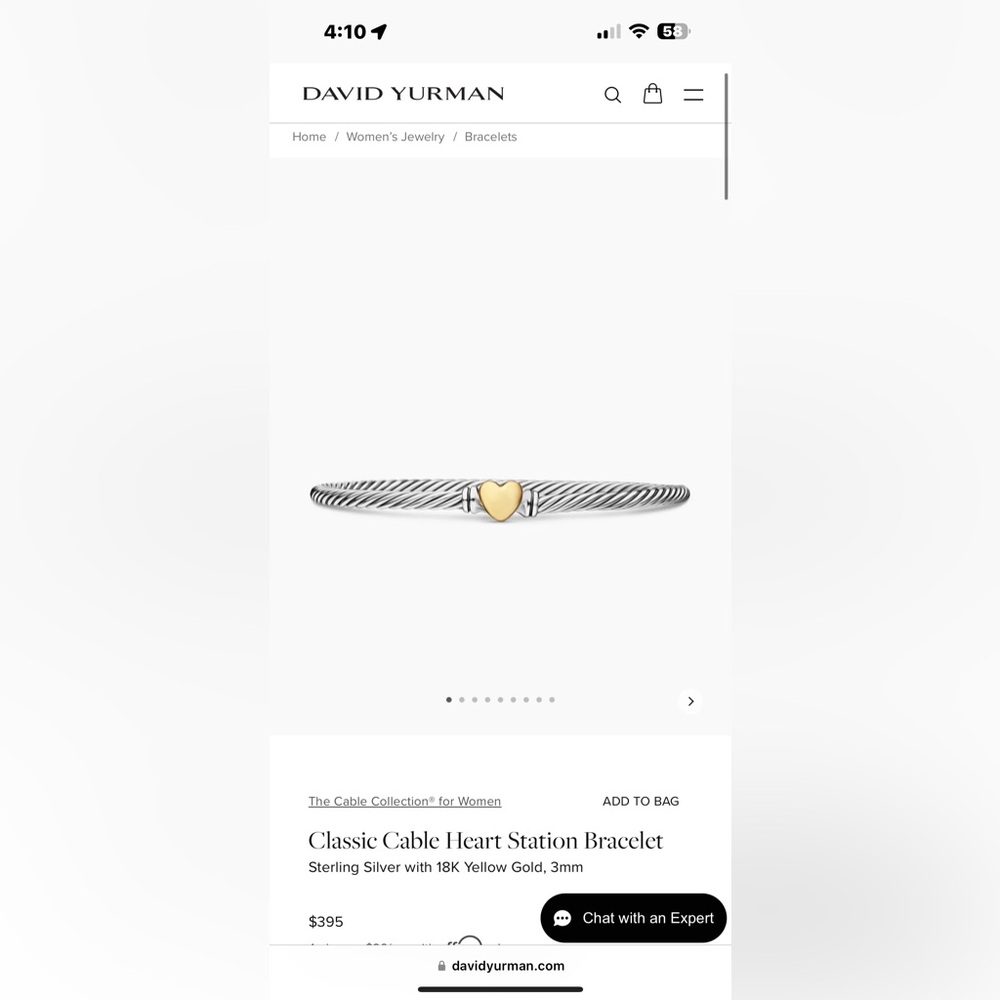 Classic Cable Heart Station Bracelet